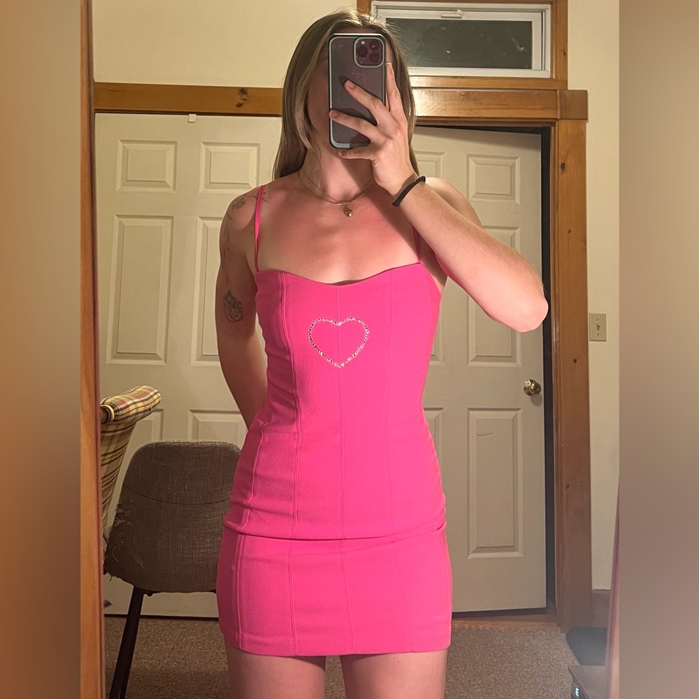 Abercrombie Corset Pink Heart Mini Dress